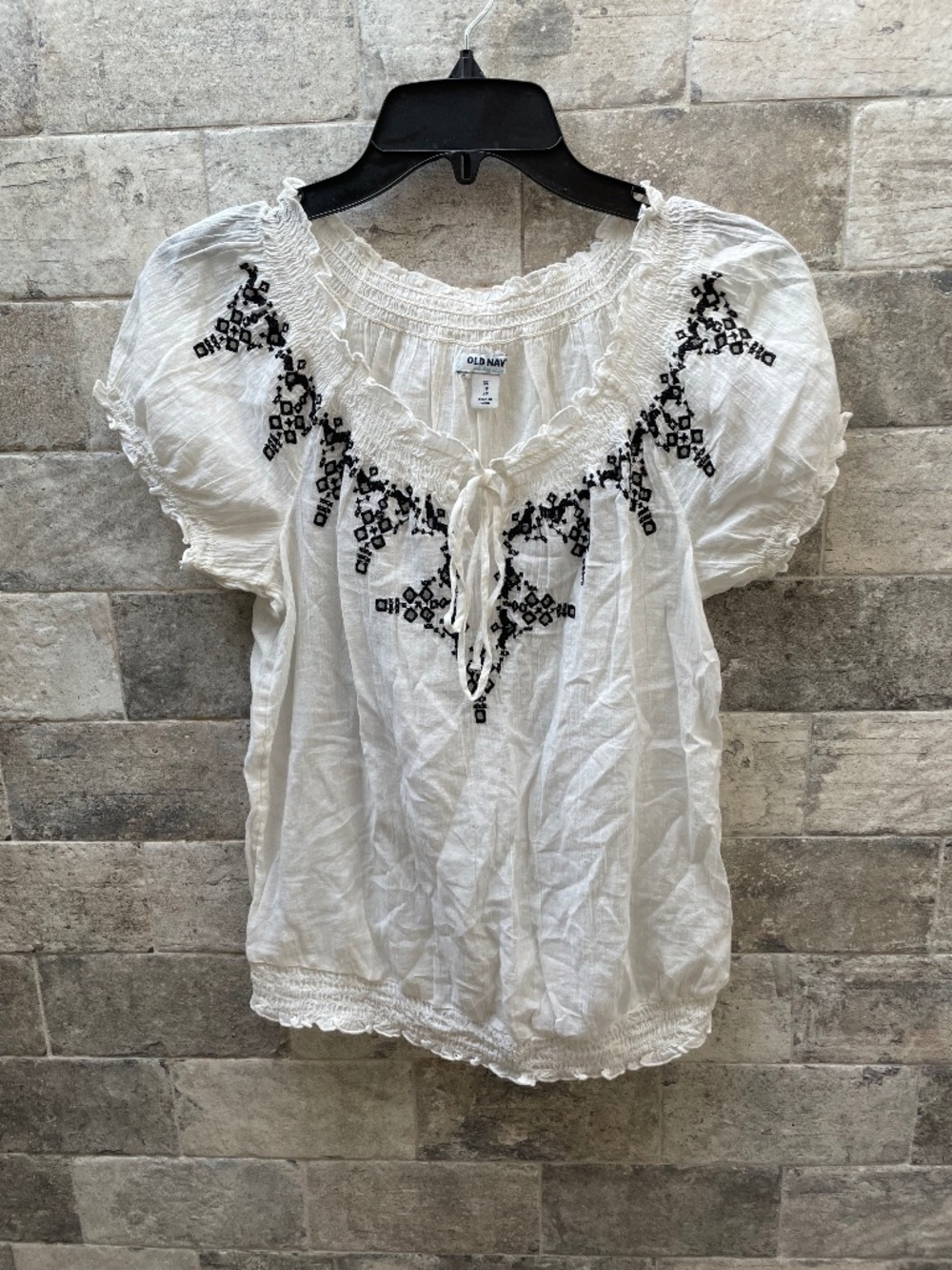 ❤️ OLD NAVY BLACK & WHITE PEASANT TOP SIZE XS